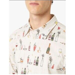 Paul Smith Tailored Fit 100% Cotton Taverna Print Button Up Shirt Men Size L
